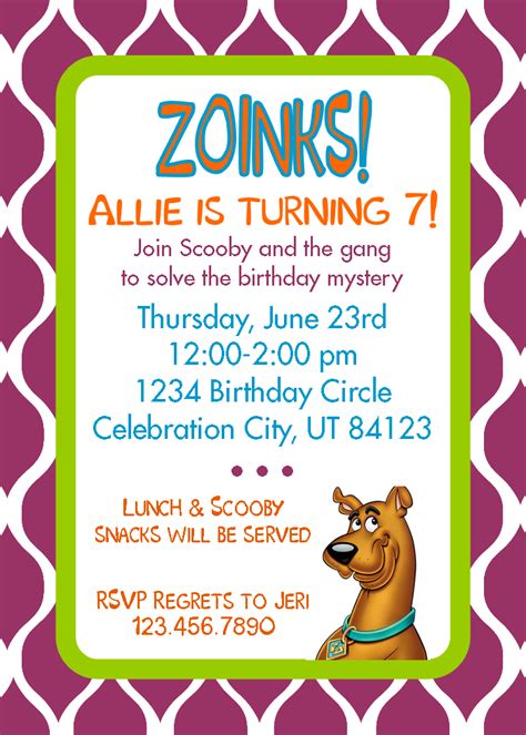 Scooby Doo Birthday Invitations Free Printables